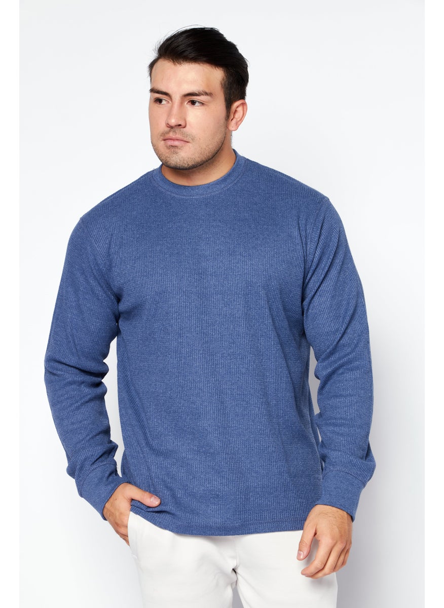 Men Crew Neck Textured Sweatshirt, Blue - pzsku/Z1D5E98DD5E6DC3A68B2AZ/45/_/1737814557/000d4a4e-3e25-4569-824d-c2d406237001