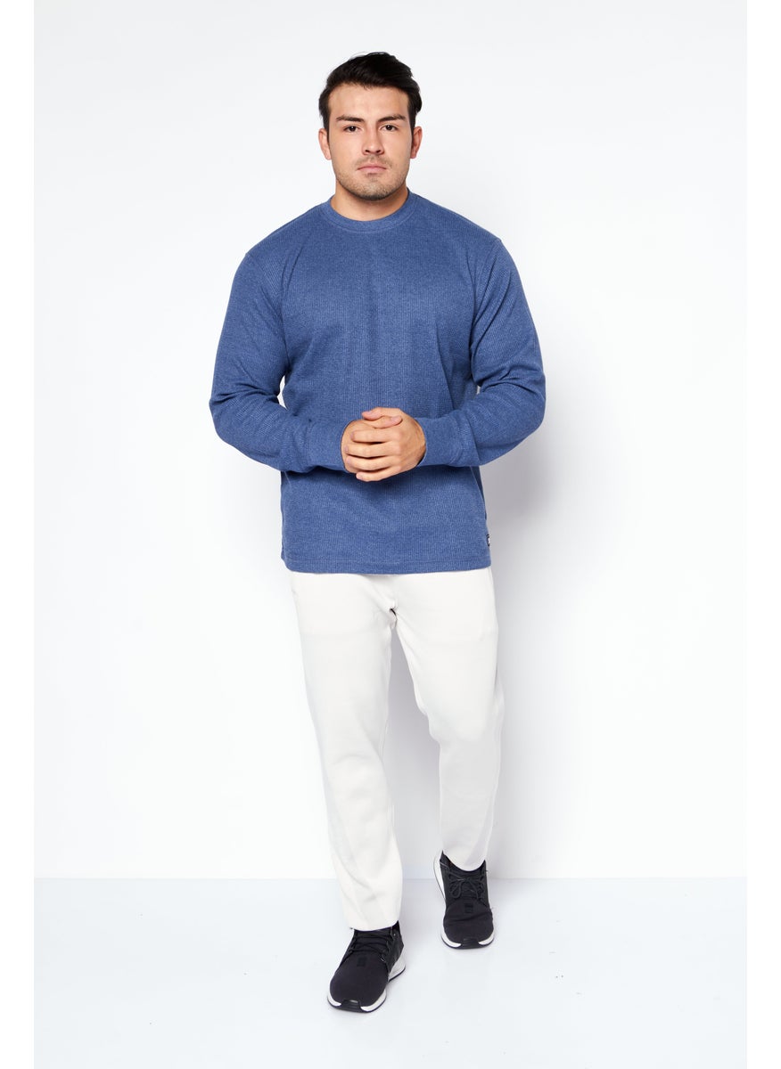 Men Crew Neck Textured Sweatshirt, Blue - pzsku/Z1D5E98DD5E6DC3A68B2AZ/45/_/1737814560/0b7af114-b050-4199-8975-31f31a132c8f