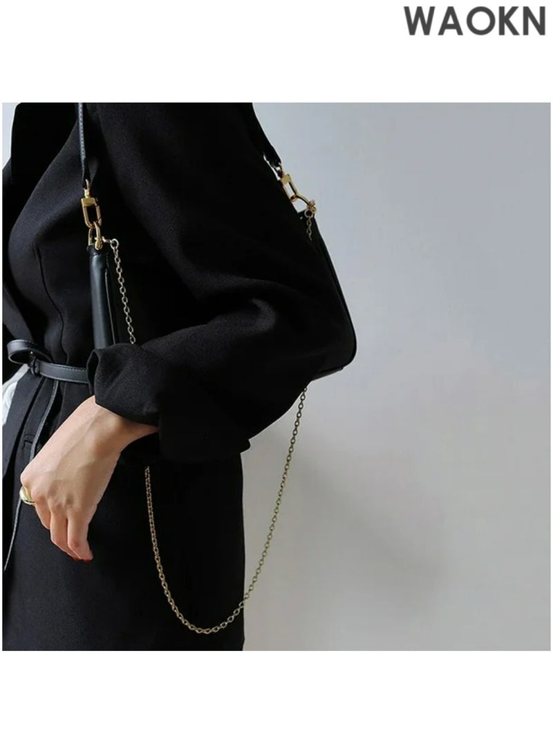 WAOKN Retro Women Solid Color Zipper Phone Bag Clutch Tote Handbags with 2 Removable Straps and Zipper Closure Crossbody Bags Shoulder Purse Handbag for Women - Black - Image 4