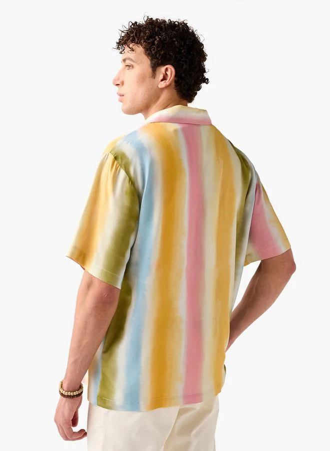 Iconic  Iconic Striped Camp Collar Shirt for Men | Best Price UAE