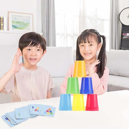 BELOXY Fast Stacking Cups Game for Kids with Color Pattern Cards & Bell Montessori Speed Cup Challenge Toy for Toddlers & Preschool Learning | Hand-Eye Coordination, Color Sorting & Motor Skills Set (MULTI) - Image 2