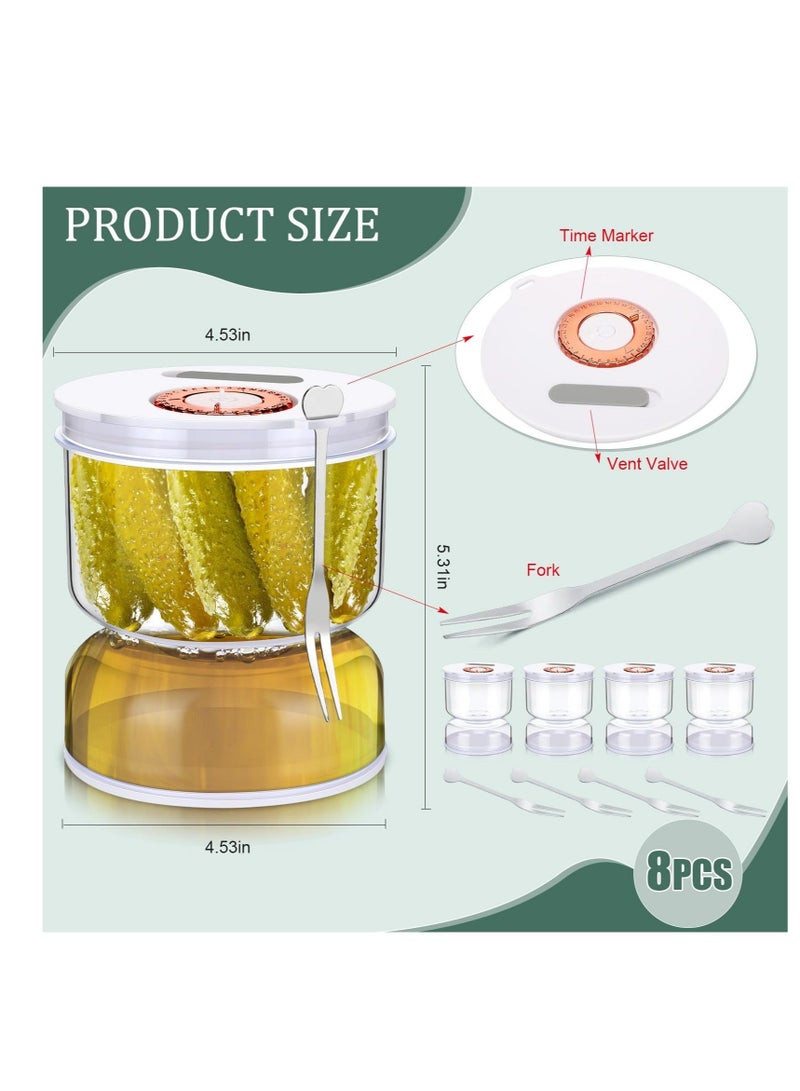 Captaintech Pickle Jar with Strainer Flip, 800ml Pickle Container, Olive Hourglass Keeper Jar with Airtight Lids and Forks, Plastic Pickle Juice Separator for Food Pickle Olives Storage Kitchen Jar - Image 1