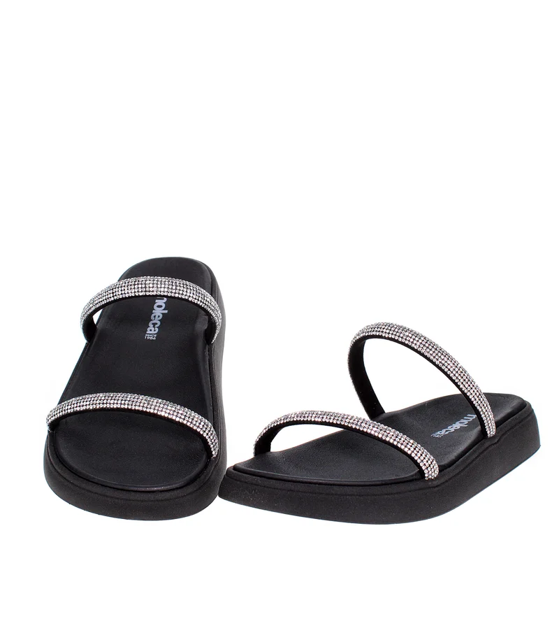 Moleca  MOLECA Flat Sandals for LADIES – Black SANDALS with Slip On | Comfortable PU Upper & TPR Sole for Women | Best Price UAE