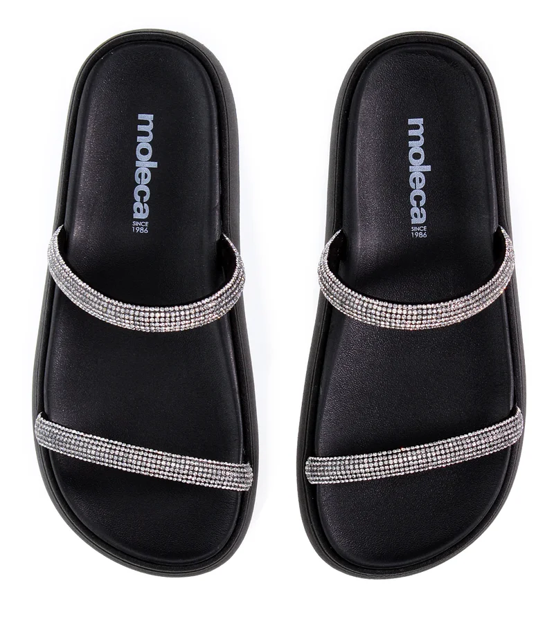 Moleca  MOLECA Flat Sandals for LADIES – Black SANDALS with Slip On | Comfortable PU Upper & TPR Sole for Women | Best Price UAE