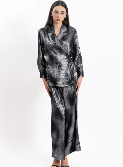 SHAPES CROSSOVER SATIN TOP SET