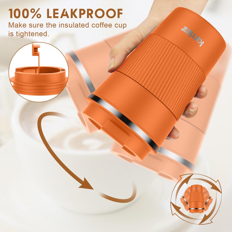 KETIEE 12oz Insulated Travel Mug, Vacuum Stainless Steel Double Walled Reusable Coffee Cup with Leakproof Lid, Hot and Iced Coffee Tea Water - Image 4