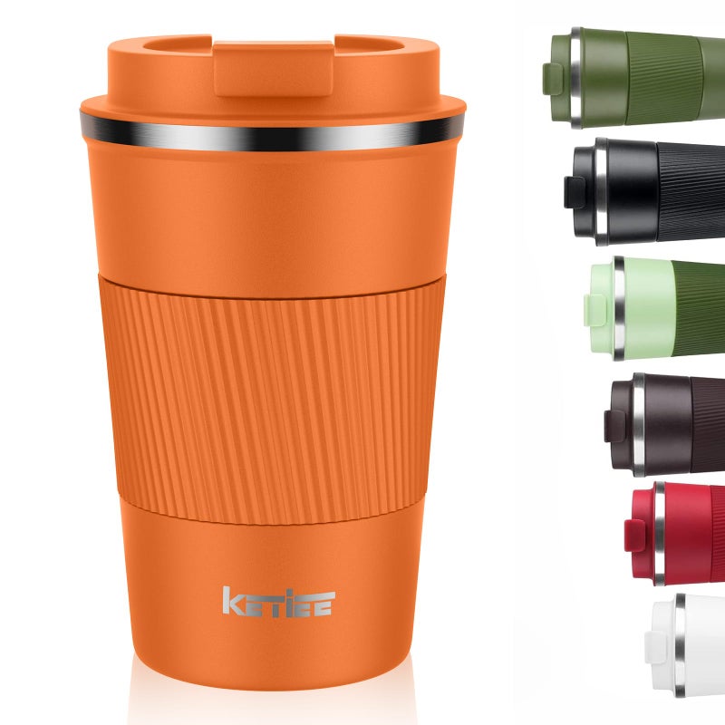 KETIEE 12oz Insulated Travel Mug, Vacuum Stainless Steel Double Walled Reusable Coffee Cup with Leakproof Lid, Hot and Iced Coffee Tea Water - Image 1