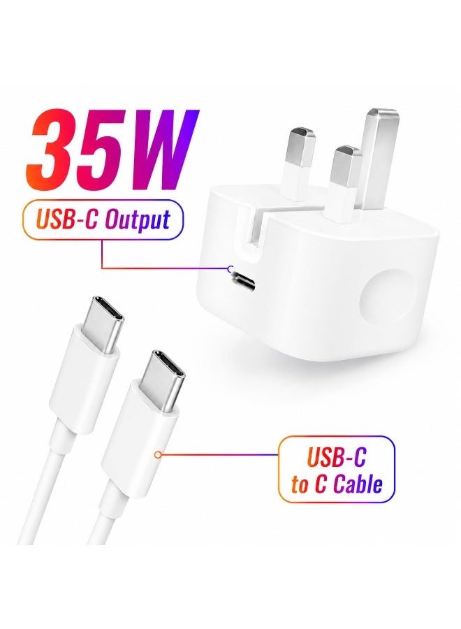 ZEROSPACE 35W USB-C Power Adapter with USB-C to USB-C Cable, Fast Charging Wall Charger, White - Image 5