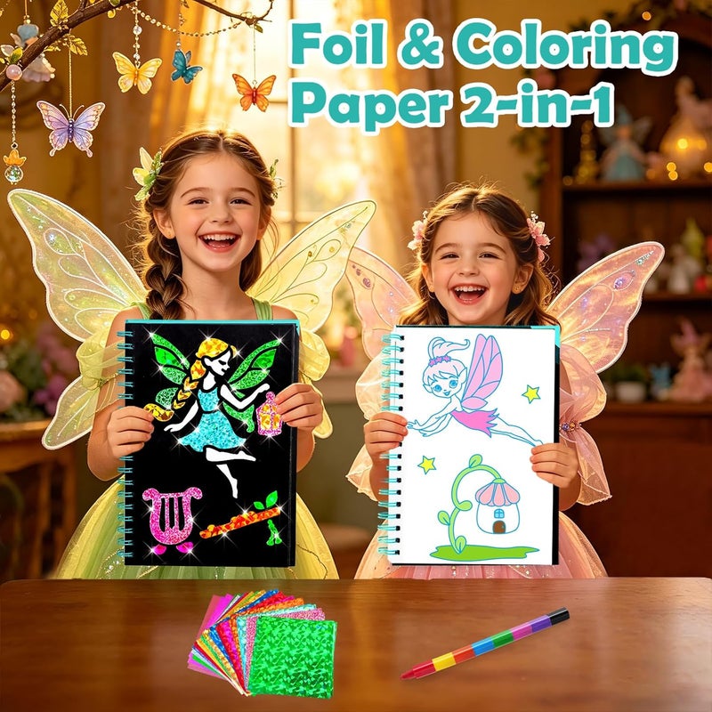 FUNNYB&G Foil Art Kit - Foil Crafts for Kids, Toys for Girls 6-10 Years Old, No Mess Travel Essentials, Kids Toys, Girls Gifts, Birthday Gift, Coloring Books for Kids - Image 2