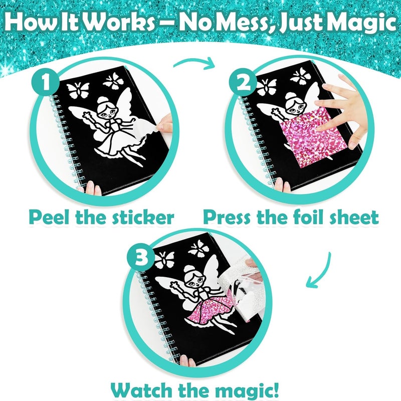 FUNNYB&G Foil Art Kit - Foil Crafts for Kids, Toys for Girls 6-10 Years Old, No Mess Travel Essentials, Kids Toys, Girls Gifts, Birthday Gift, Coloring Books for Kids - Image 4