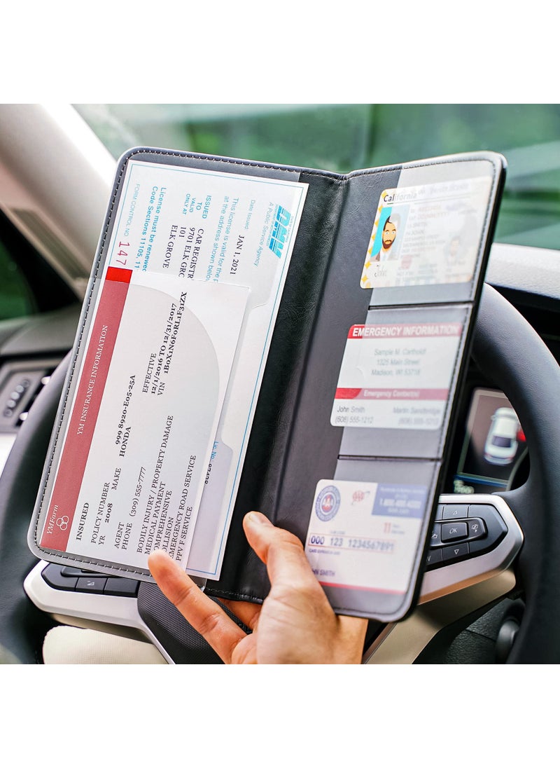 CANOPUS CANOPUS Car Registration and Insurance Holder, Car Document Holder, Vehicle Glove Box Organizer, Wallet for Auto, Motorcycle, Truck, 1 Holder with 2 Sets of EZ Pass Strips, SUV  - Image 4