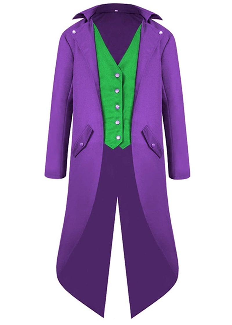 SIAEAMRG Renaissance Steampunk Tailcoat Halloween Costumes for Men Retro Pirate Victorian Gothic Medieval Jacket Vintage Frock Coat LPurple