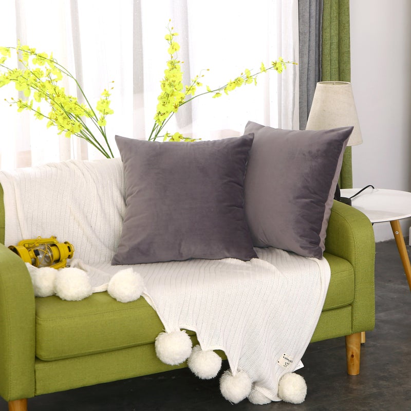 Velvet Solid Color Creative Nap Pillow Super Soft Sofa Cushion Stuffed Pillow Jacket - Image 1