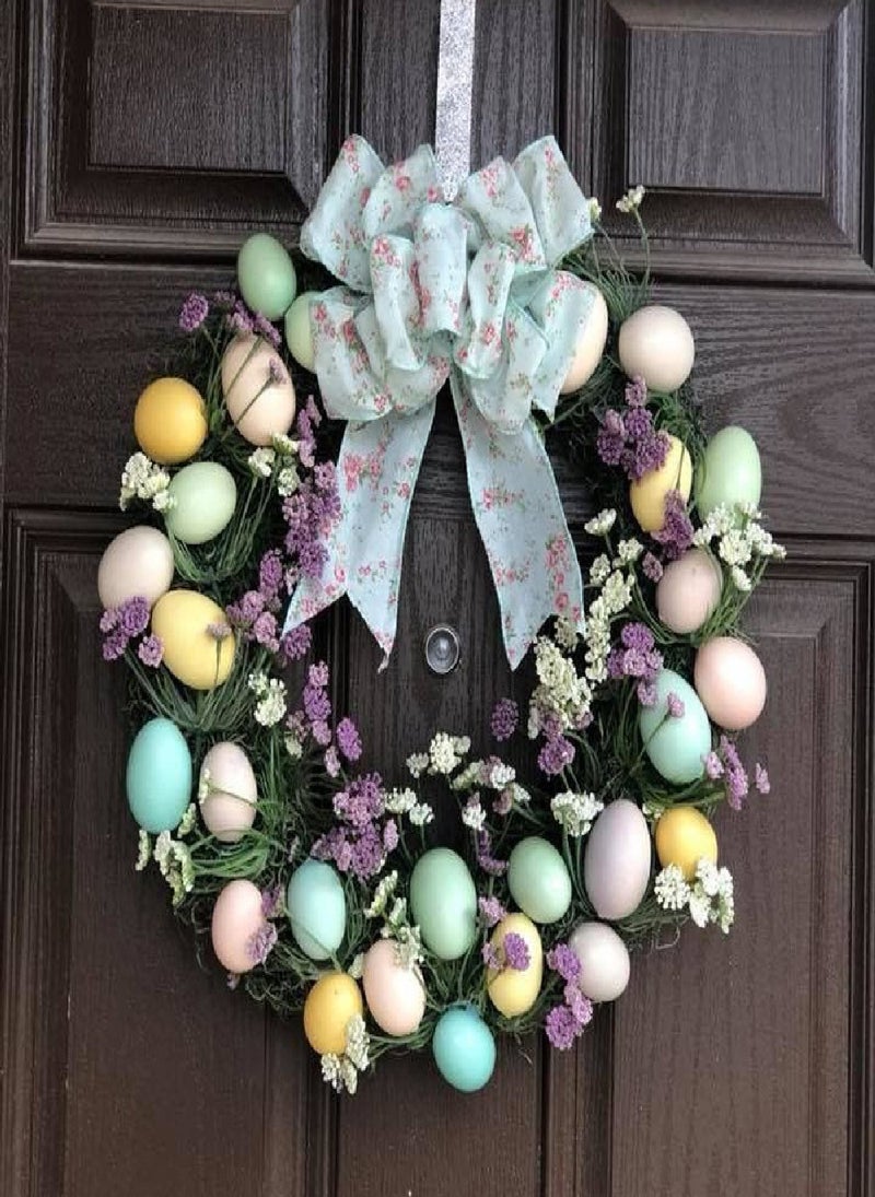 Homesmiths Easter Decorations, 40 Cm Wall-mounted Garland Easter Garland Ornaments Door Hanging Easter decoration wreath with Egg Ornaments, Flowers and Bowknot, Multicolour.