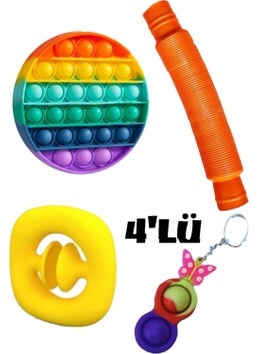 HYD Fidget Set Stress Relief Set Popit Snapperz Pop It Simple Dimple Keychain Pop Tubes 