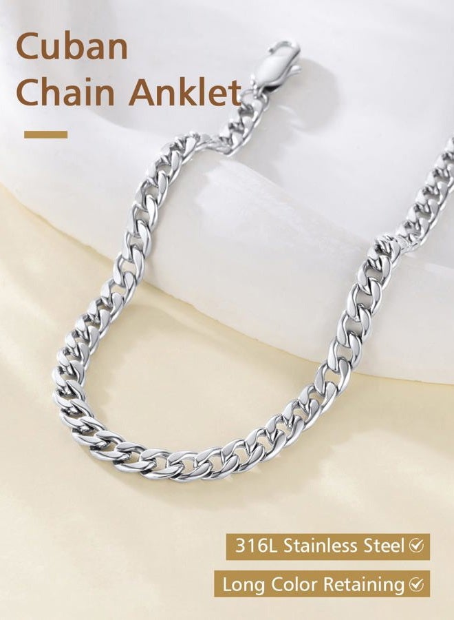 FindChic Cuban Link Anklets for Women Stainless Steel Ankle Chains Beach Foot Jewelry 8.5''-10.5'' Adjustable Women Ankle Bracelets - Image 5