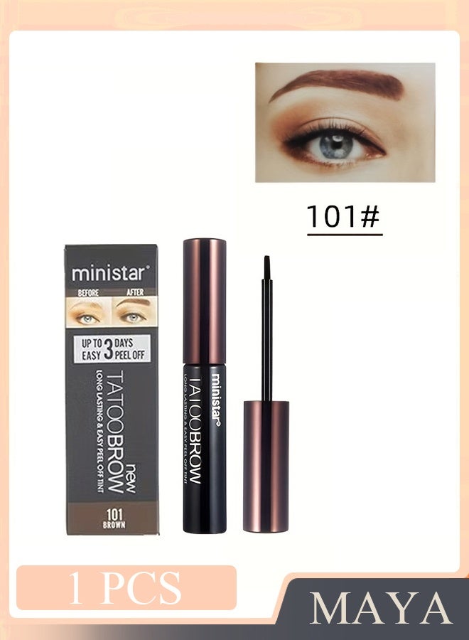 Tattoo Brow Long Lasting & Easy Peel Off Tint,last up to 3 Days Peel Off Tint Tattoo Eyebrow Gel Enriched with Royal Jelly and Aloe Vera Waterproof and Smudge proof Peel Off Tint Light Brown （#101） - Image 1