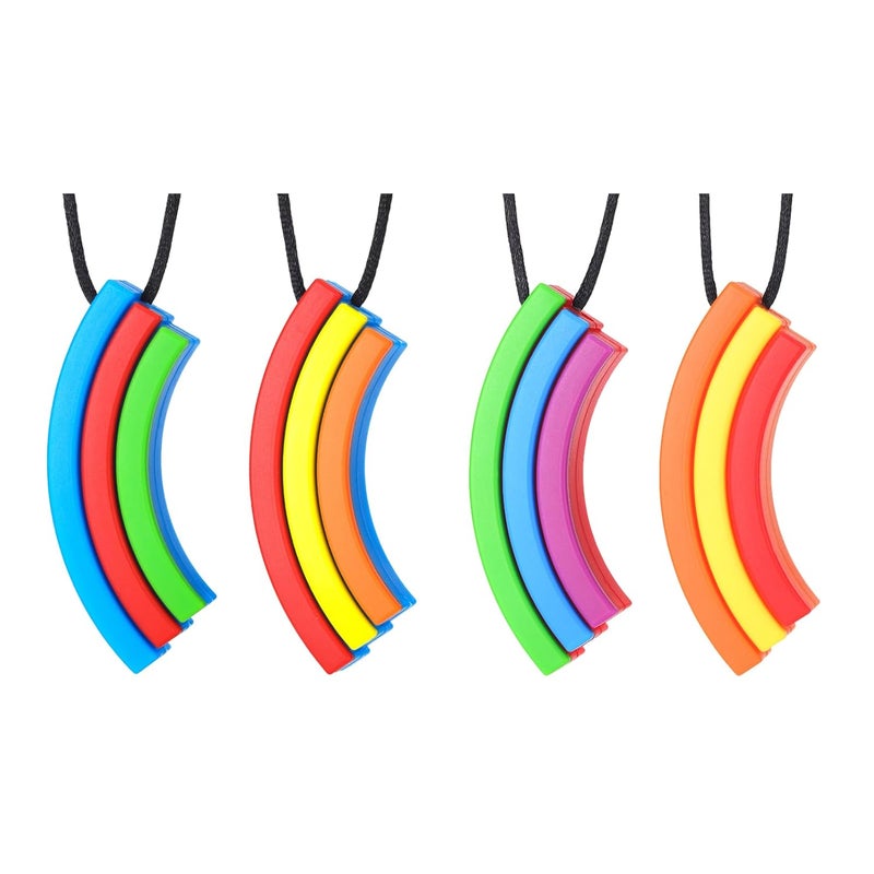 seeway Chewy Necklace Sensory Seeway Rainbow Bridge Chew Necklaces for Sensory Kids Sore Gums Pain Relief Silicone Chewy Teether Oral Motor for Autism Teething Anxiety Biting Needs - Image 1