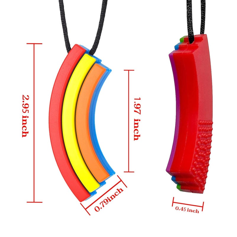 seeway Chewy Necklace Sensory Seeway Rainbow Bridge Chew Necklaces for Sensory Kids Sore Gums Pain Relief Silicone Chewy Teether Oral Motor for Autism Teething Anxiety Biting Needs - Image 3