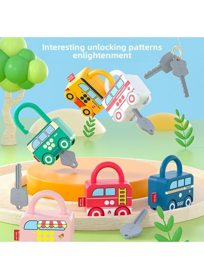 Children's Unlocking Toys Baby Digital Letters Key Pairing Kindergarten Early Education Educational Aids Manufacturers Direct Supply-Color:School Bus Bag  - Image 2