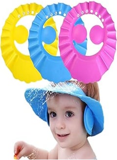 IFAN IFAN® Shower Cap for Baby with Ear Shield Cover, Made of Soft and Healthy Material, Adjustable Strap Visor Bath Cap for Kids, Toddler, Children (YELLOW/PINK) (BLUE) 