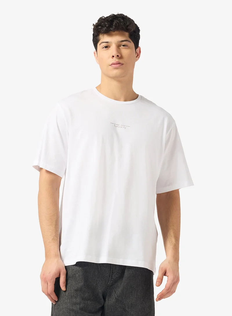 Text Print Regular Fit Crew Neck T-Shirt