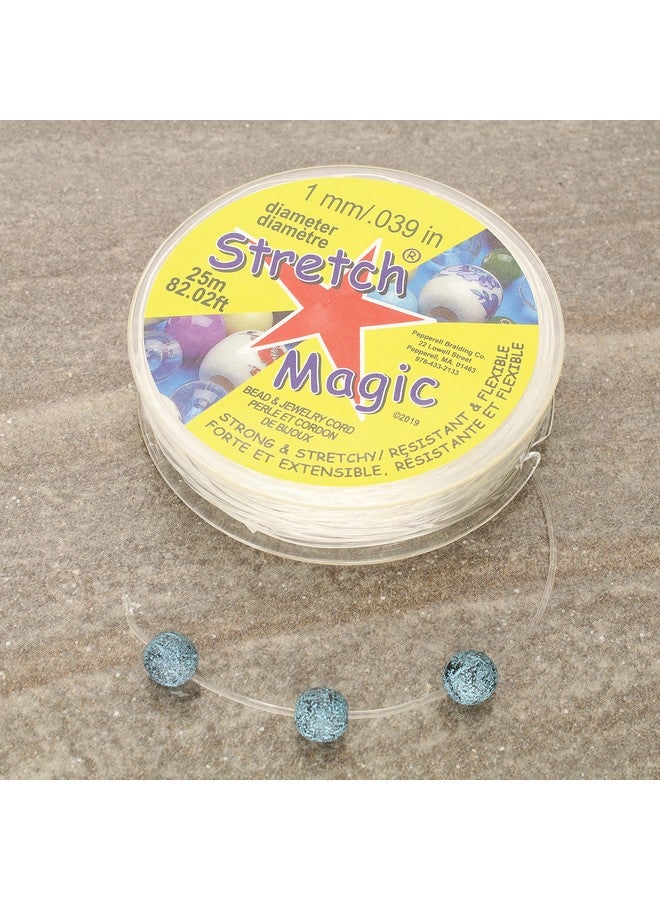 ستريتش ماجيك سلك الخرز والمجوهرات قوي وقابل للتمدد وسهل العقد لون شفاف 1 مم قطر 25 متر (82 قدم) بكرة سلسلة مرنة لصنع مجوهرات مطرزة - Image 2