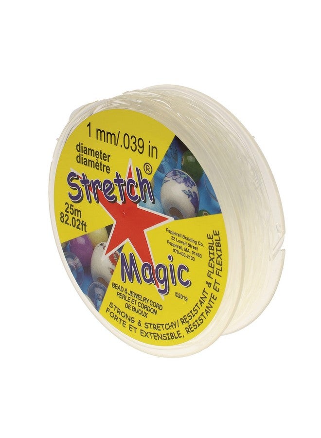 ستريتش ماجيك سلك الخرز والمجوهرات قوي وقابل للتمدد وسهل العقد لون شفاف 1 مم قطر 25 متر (82 قدم) بكرة سلسلة مرنة لصنع مجوهرات مطرزة - Image 1
