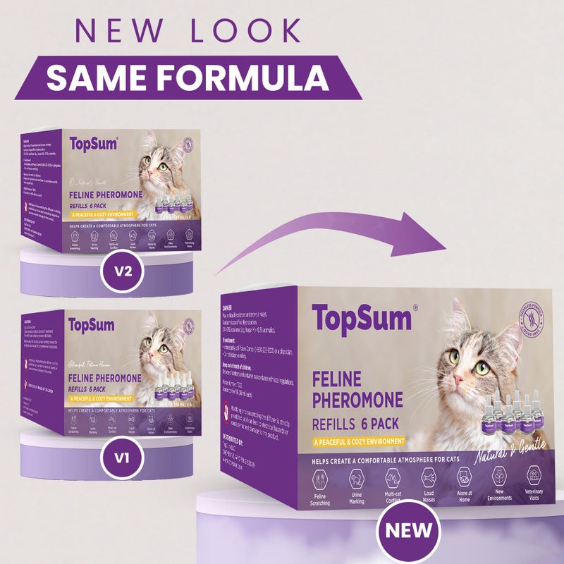 TopSum Cat Calming Diffuser Refills: Pheromone Refill for Cats, Long-Lasting 6-Month Supply, Compatible with Most Diffusers, 6 Pack (Purple) - Image 2