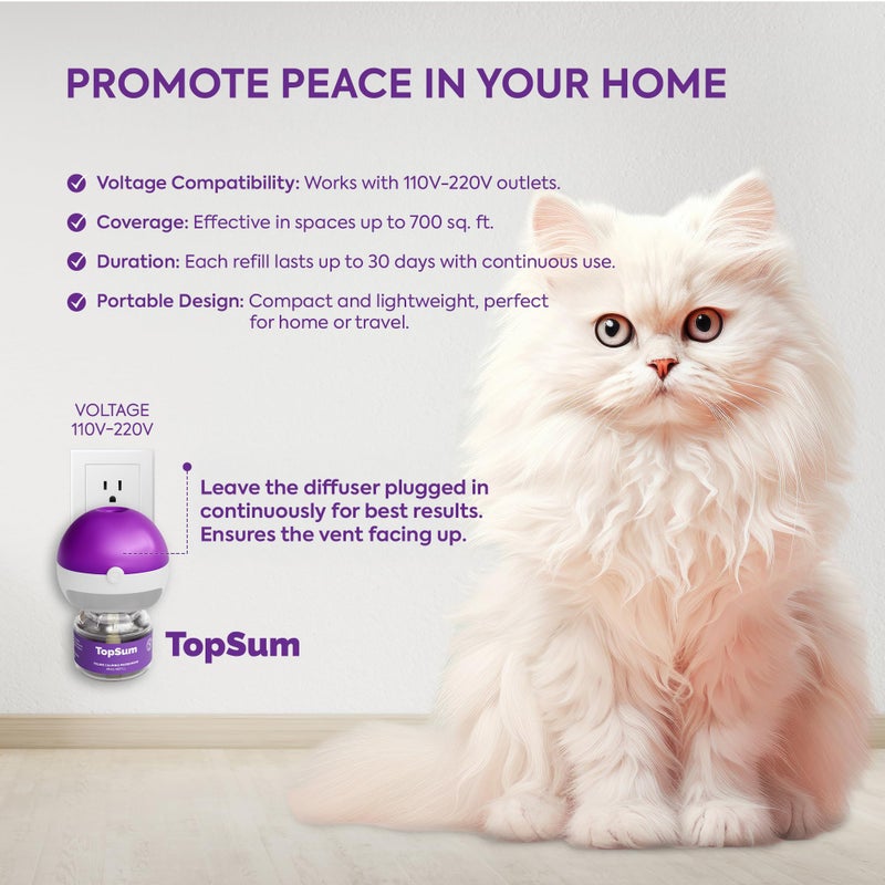 TopSum Cat Calming Diffuser Refills: Pheromone Refill for Cats, Long-Lasting 6-Month Supply, Compatible with Most Diffusers, 6 Pack (Purple) - Image 5