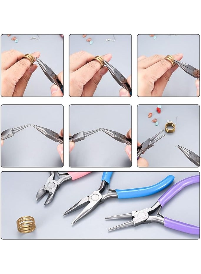 عام أدوات صنعة المجوهرات، مجموعة من 3 قطع تتضمن كماشات لصنع المجوهرات، كماشة أنف إبرة، كماشة أنف دائري، وقاطع أسلاك، مثالية لإصلاح المجوهرات، والحرف اليدوية، وإمدادات صنع المجوهرات. - Image 3