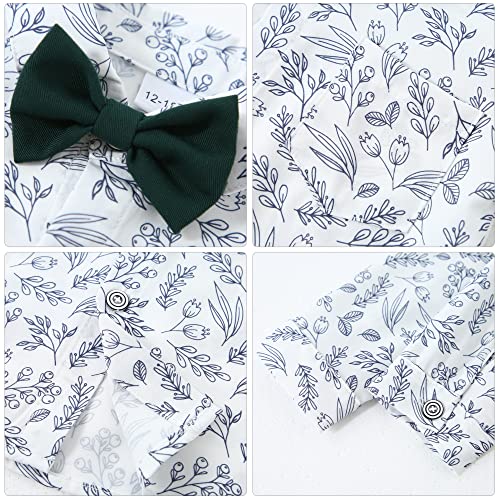 YALLET Toddler Baby Boy Clothes Suit Gentleman Wedding Outfits, Formal Dress Shirt+Bowtie+Vest+Boutonniere+Suspender Pants(V Green, 3-4T) - Image 2