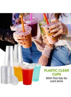 16oz Disposable Drinking Plastic Cup  For Smoothie Coffee Water Juice Cups With Flat Lid Clear - pzsku/Z1D5F59D3672FADD64F50Z/45/_/1721986067/80aedad6-67eb-4bd6-a1d3-3daddddf7046