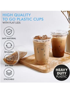 16oz Disposable Drinking Plastic Cup  For Smoothie Coffee Water Juice Cups With Flat Lid Clear - pzsku/Z1D5F59D3672FADD64F50Z/45/_/1721986067/8c978dd8-d3dd-4384-ab17-f59bb9093630