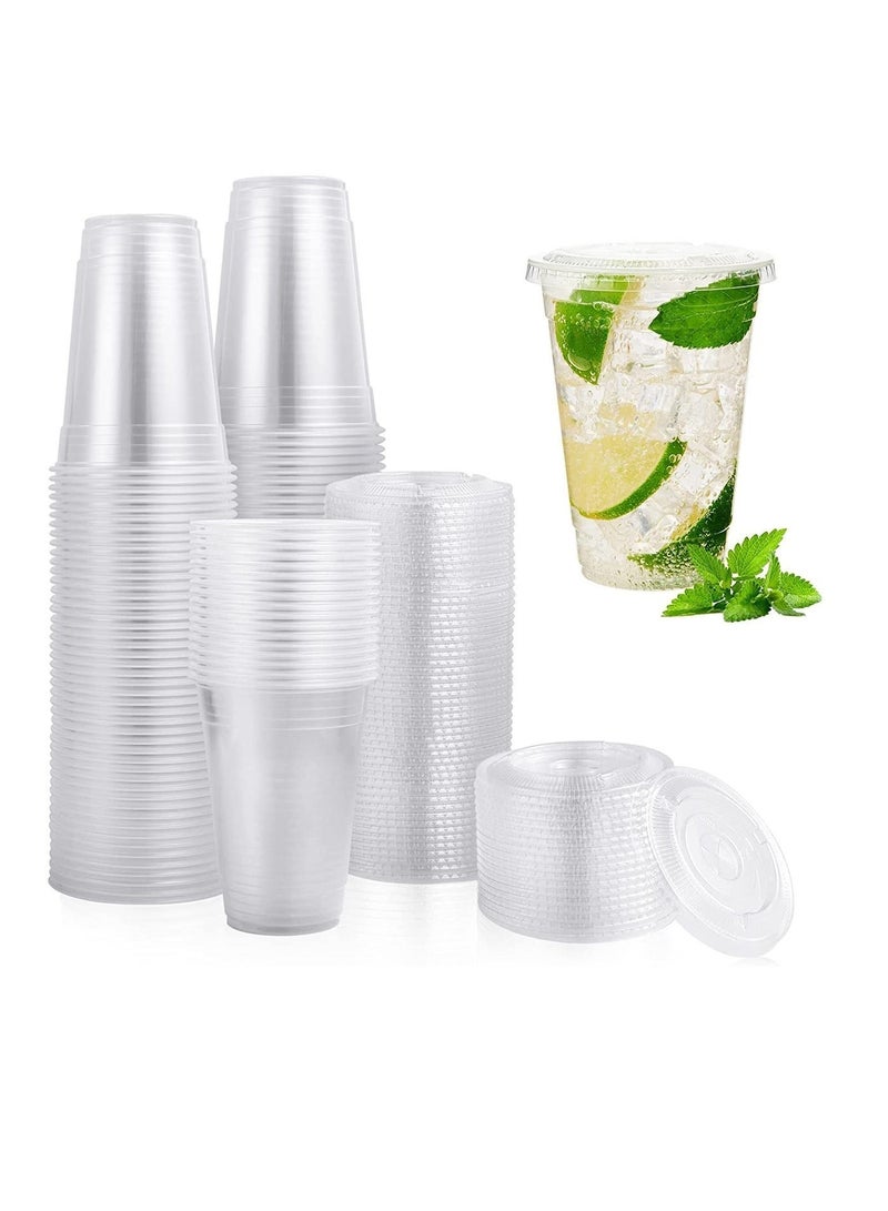 vsell24 16oz Clear Plastic Cups with Flat Lids – Disposable Drinking Cups for Smoothies, Iced Coffee, Water & Juice – Premium Clear Cold Drink Cups for Parties, Cafes & Takeaway - Image 5