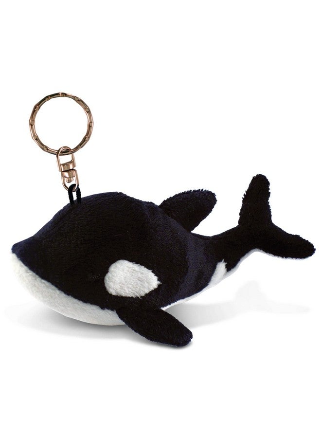 Puzzled Killer Whale Plush Keychain Stuffed Animal Toy - Soft Ocean Life Animal Black Whale Charm Keyring, Decorative Plush Toy Accessory Fun Buddy For Kids Bag - 4 Inches - Image 1