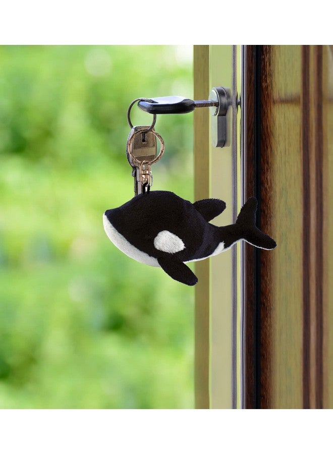 Puzzled Killer Whale Plush Keychain Stuffed Animal Toy - Soft Ocean Life Animal Black Whale Charm Keyring, Decorative Plush Toy Accessory Fun Buddy For Kids Bag - 4 Inches - Image 5