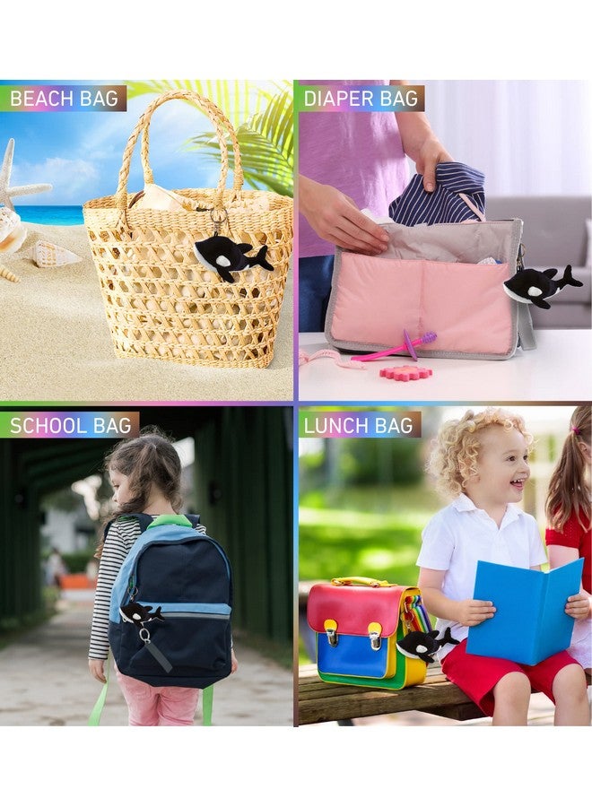 Puzzled Killer Whale Plush Keychain Stuffed Animal Toy - Soft Ocean Life Animal Black Whale Charm Keyring, Decorative Plush Toy Accessory Fun Buddy For Kids Bag - 4 Inches - Image 4