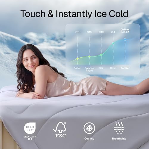 Bedtter Cooling Comforter King Size Cooling Blankets for Hot Sleepers Lightweight Comforter for Summer with DualSided Cool Tech Soft Breathable Cold Blanket for Sleeping 106x90 Inches Grey - Image 3
