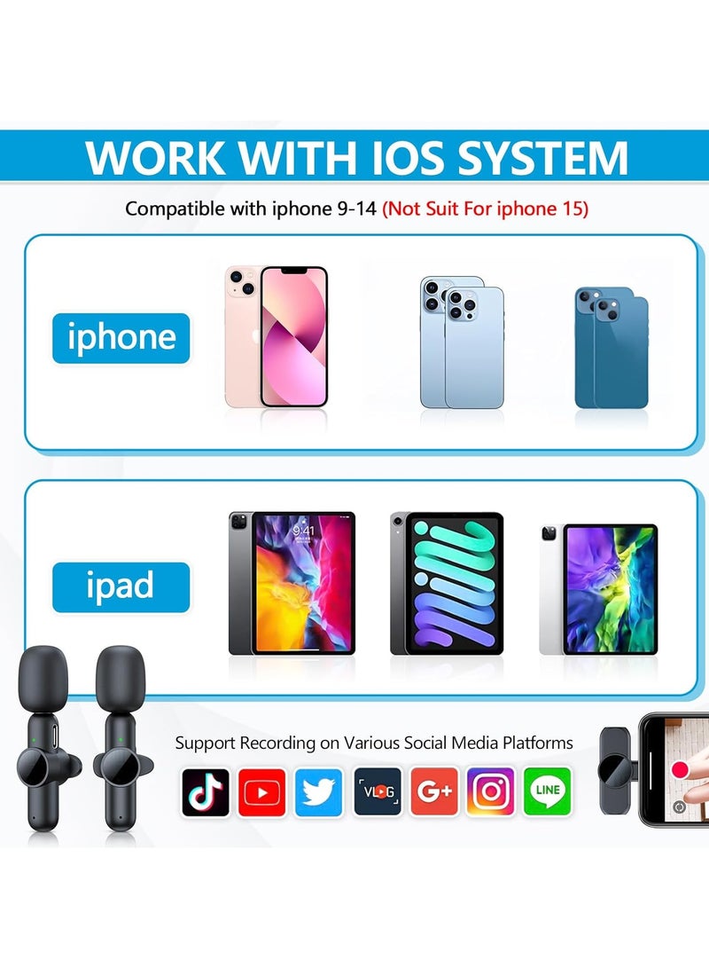 Wireless Lavalier Microphone for iPhone iPad, Plug & Play 2.4GHz Lapel Mic Wireless Clip-on Microphone for YouTube TikTok Video Recording Interview Vlog Livestream, Noise Reduction (Apple interface- 1 mic)  - Image 3
