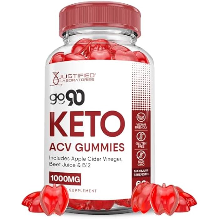 Justified Laboratories Go 90 Keto ACV Gummies Advanced Formula 1000MG Go90 Keto Gummies Apple Cider Vinegar Formulated with Pomegranate Beet Juice Powder B12 Vegan Non GMO 60 Gummys - Image 1