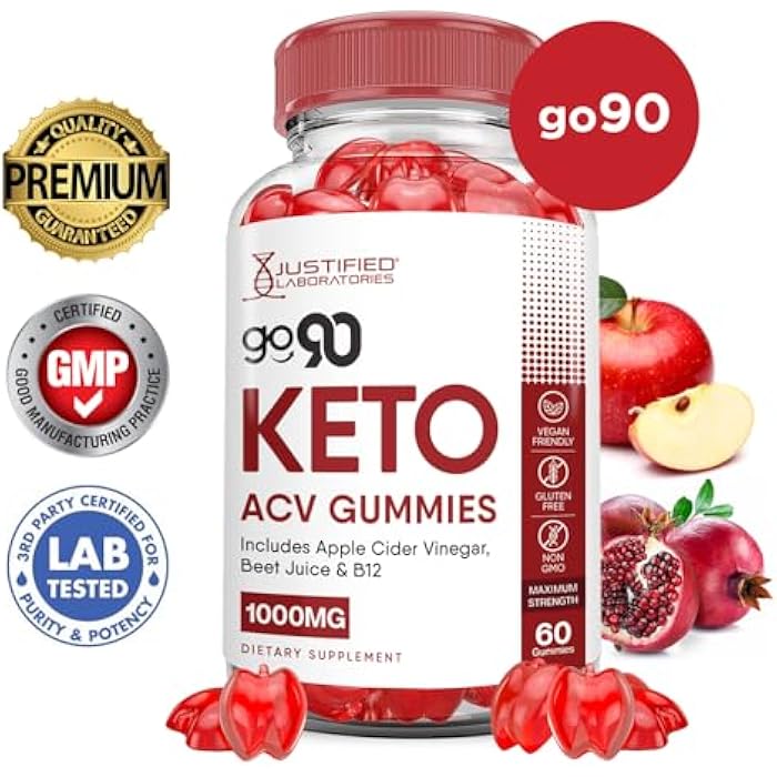 Justified Laboratories Go 90 Keto ACV Gummies Advanced Formula 1000MG Go90 Keto Gummies Apple Cider Vinegar Formulated with Pomegranate Beet Juice Powder B12 Vegan Non GMO 60 Gummys - Image 2