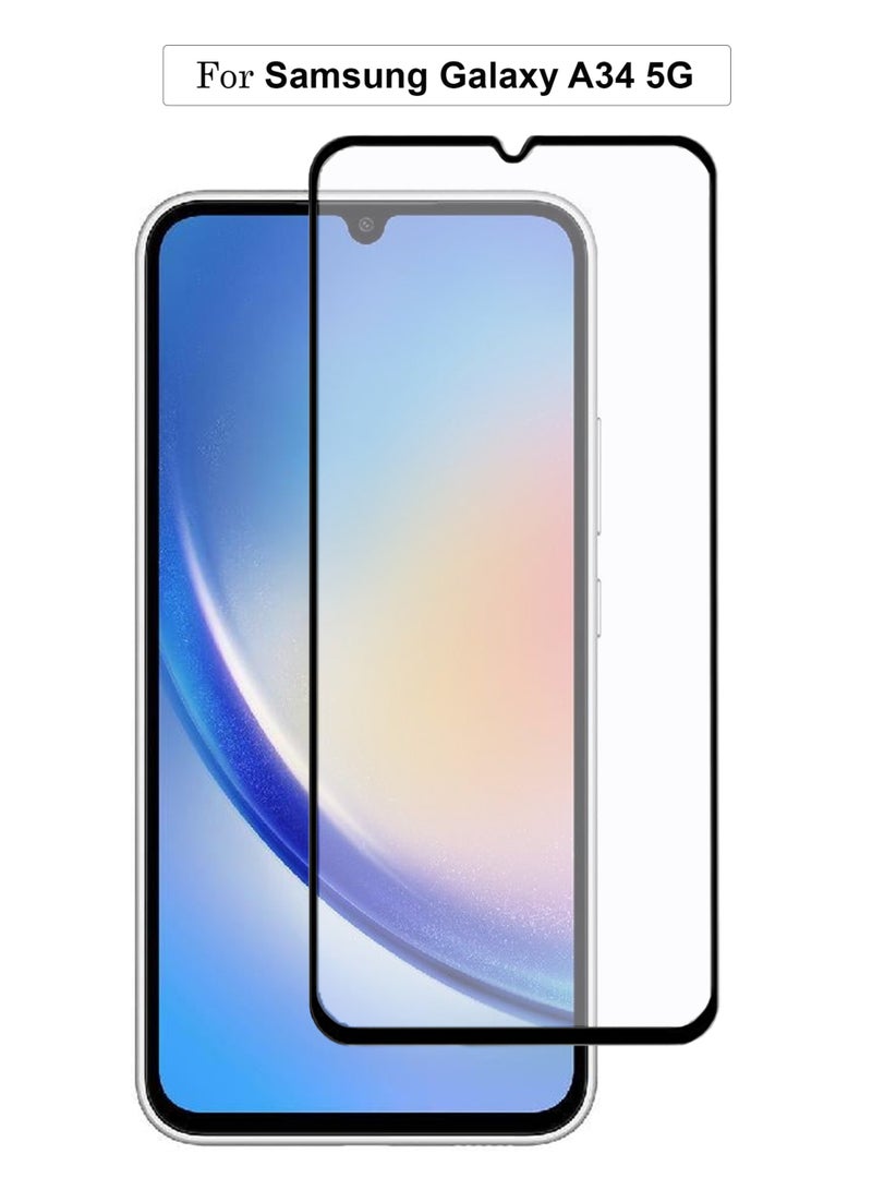 For Samsung Galaxy A34 5G Screen Protector – Premium Edge to Edge Tempered Glass, High Transparency, Delicate Touch, Anti-Explosion, Smooth Arc Edges, Easy Installation - Image 1