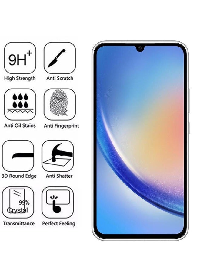 For Samsung Galaxy A34 5G Screen Protector – Premium Edge to Edge Tempered Glass, High Transparency, Delicate Touch, Anti-Explosion, Smooth Arc Edges, Easy Installation - Image 2