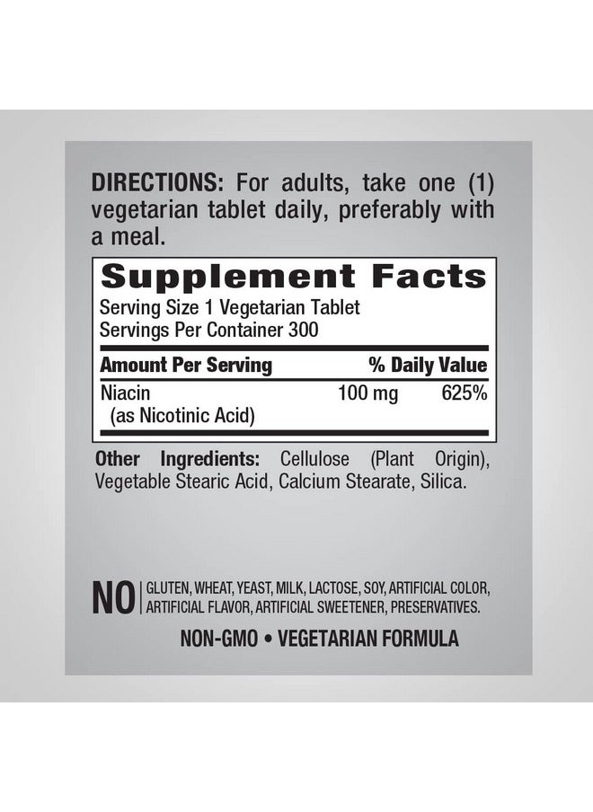 Piping Rock Niacin 100Mg ; 300 Tablets ; With Flushing ; Vegetarian Nongmo Gluten Free  - Image 3