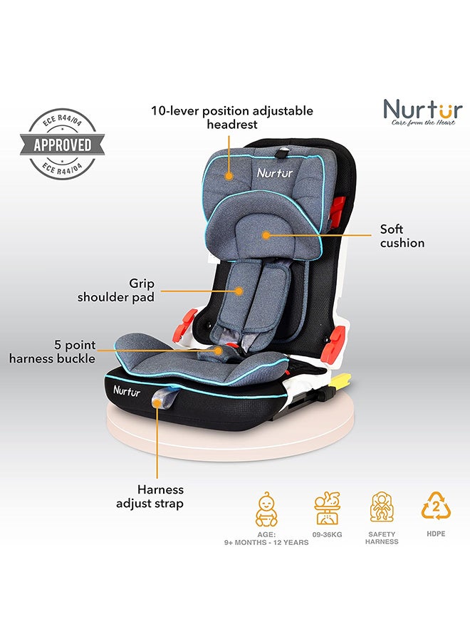 Nurtur مقعد سيارة مافريك بيبي/كيدز المدمج القابل للطي - مسند رأس قابل للتعديل بـ 10 مستويات من آيزوفيكس للأطفال من عمر 9 أشهر إلى 12 عامًا، أزرق فاتح  - Image 2