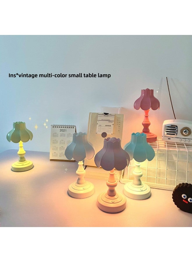 Vintage Table Lamp Ins Lotus Leaf Nightlight Cute Girl Romantic Bedroom Creative Lighting Nordic Style Mini Luminous-Colour:Retro Green Lotus Leaf Lamp/three-tone Lighting  - Image 3