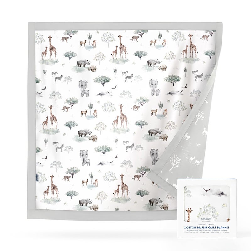 GRSSDER COTTON MASLON ANCILT DELLAYET - بطانيات شاشية ناعمة وذات حريرية ناعمة وذات حريري لحاف شاش كبير للأطفال حديثي الولادة للأطفال الصغار والأطفال 6 طبقات قابلة للانعكاس لجميع المواسم 47 "× 47" " - Image 1