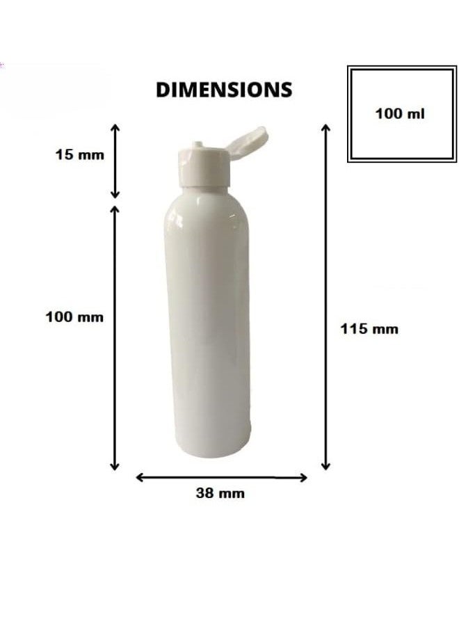 SHREE MAHA Refillable Plastic Bottles with White Flip Top Caps - 100ml Travel Size Cosmetic Containers, Leak Proof Squeeze Bottles for Toiletries, Shampoo (Pack of 10) - Image 3