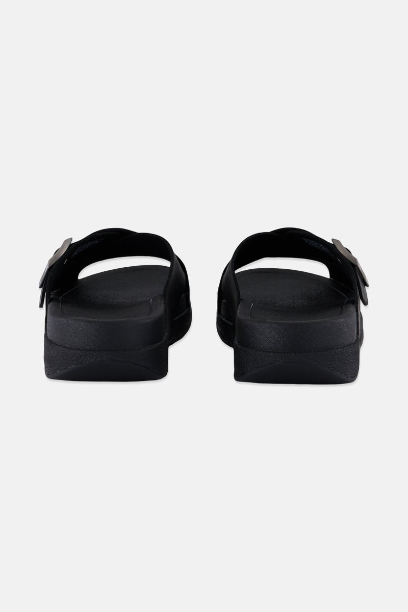 Men Nubuck Slip On Slides, Black